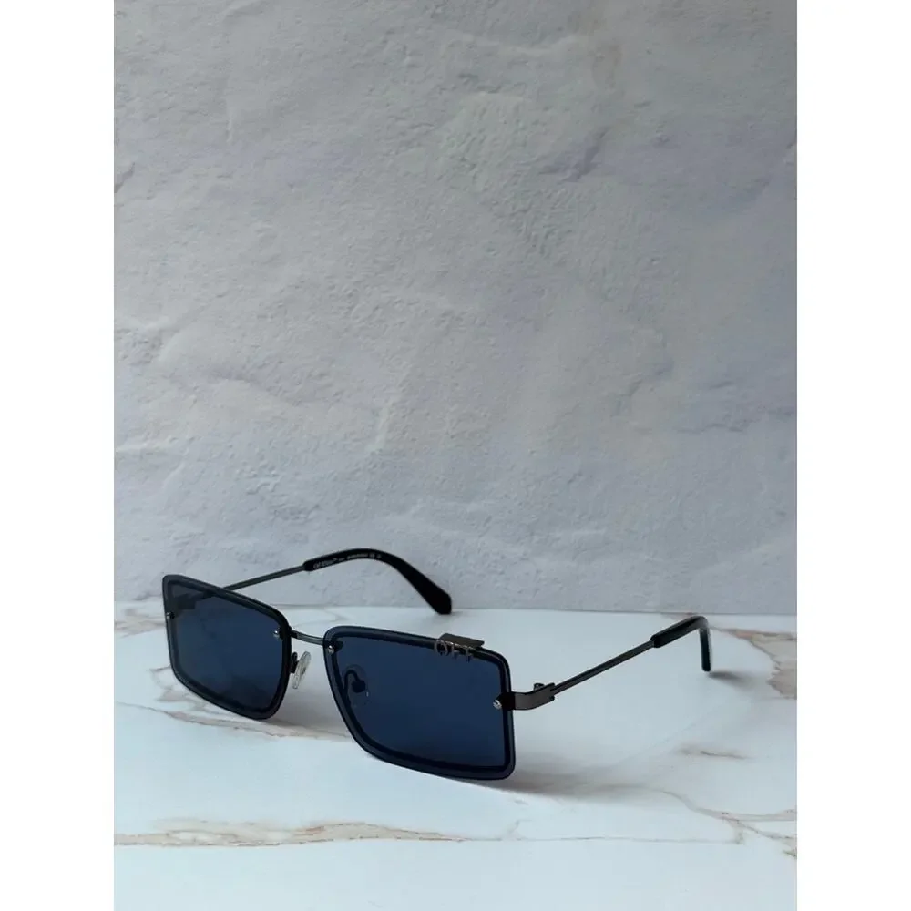 NEW Off White Tampa Gunmetal Blue Lens Unisex Sunglasses